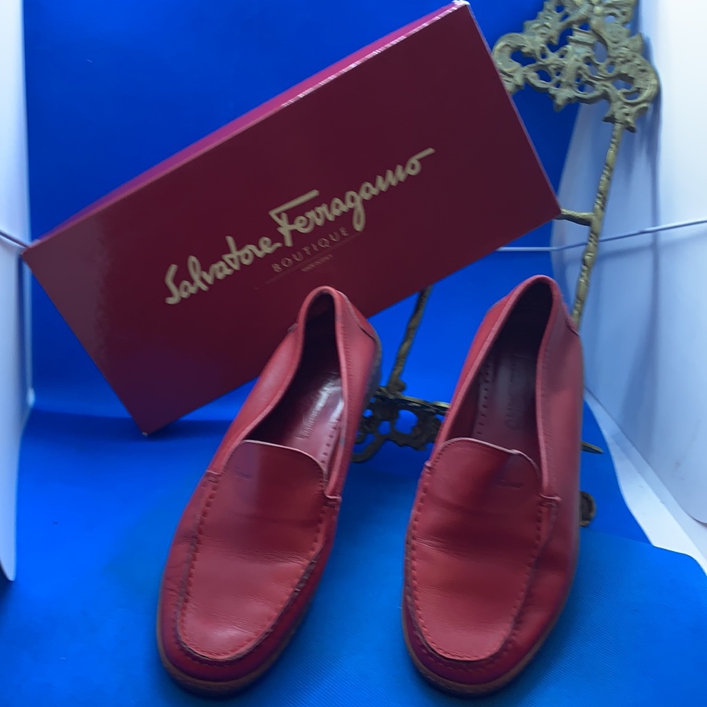 Salvatore Ferragamo Sport Red Leather Shoes Loafers 6 1/2 D